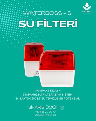 Su filtrləri: Puretech su filtrləri üçün kartriclər dəsti. Dəstdə 3 önləyici filtr — 12