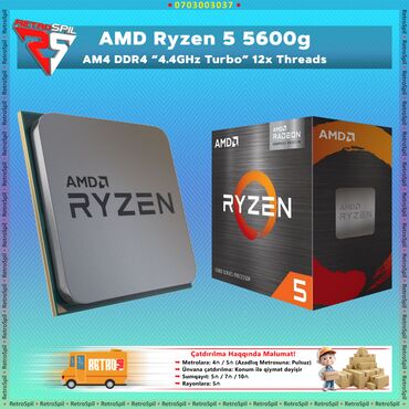 Sərt disklər (HDD): Prosessor AMD Ryzen 5 AMD RYZEN 5 5600G AM4 DDR4, > 4 GHz, 6 nüvə, Yeni