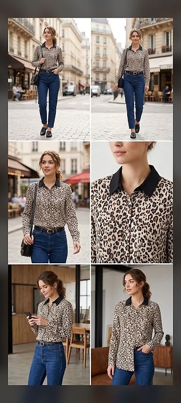 bluz: Qadın köynəyi – leopard naxışlı, uzunqol - Parça: Yüngül, hamar — 2