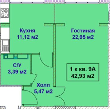 авторынок kg: 1 комната, 43 м², 106 серия, 6 этаж, ПСО (под самоотделку)