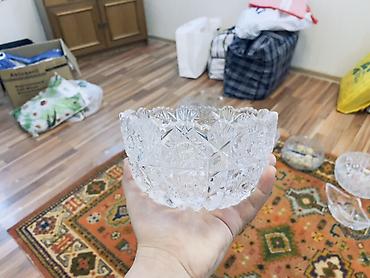 Konfet qabları: Kəsimli şüşə/kristal qab dəsti - 3 ədəd dekorativ şüşə/kristal qab - — 14