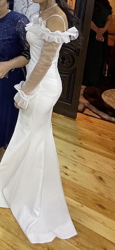 xonca bezekleri: Ağ rəngdə zərif ziyafət/nikah geyimi (1defe geyinilib ) - Model — 5