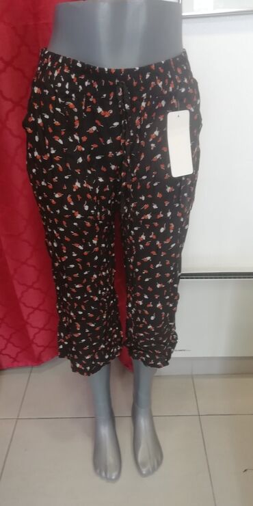 duboke elegantne zenske pantalone: L (EU 40), XL (EU 42), 2XL (EU 44), Cotton, Floral