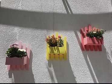 Bitkilər üçün dibçəklər: Divar üçün dekorativ taxta güldan (askılı) - Material: bərk ağacdan — 3