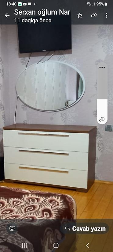Мебель для дома: Qonaq otağı üçün modul TV stend və vitrin dəsti - Rəng: ağ və qəhvəyi — 3