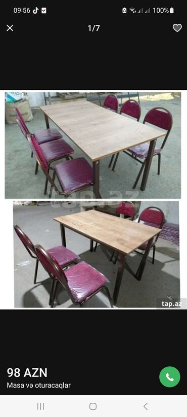 Masa və oturacaq dəstləri: Mətbəx üçün, Yeni, Açılmayan, Dördbucaq masa, 4 stul — 16