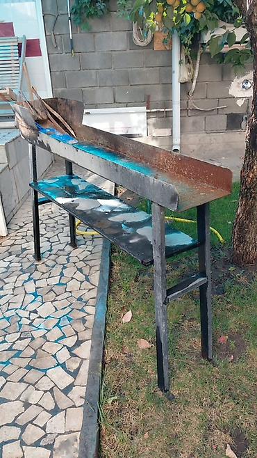 Мангал Металлический желоб/лоток на стойках. Для шашлыка, для большой