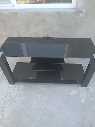 divan ustu: Qara şüşə TV stendi və konsol - Material: qalın temperli qara şüşə və — 5