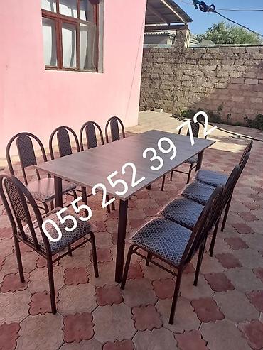 Masa və oturacaq dəstləri: Qonaq otağı üçün, Yeni, Açılmayan, Dördbucaq masa, 4 stul — 12
