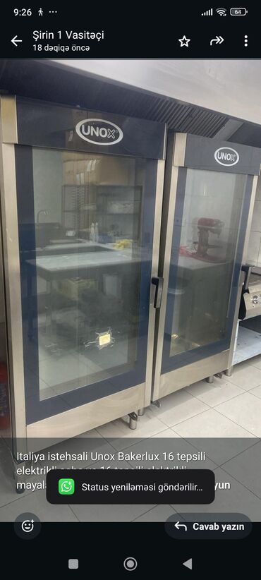 Qonaq otağı dəstləri: Italiya istehsali Unox Bakerlux 16 tepsili elektrikli soba ve 16
