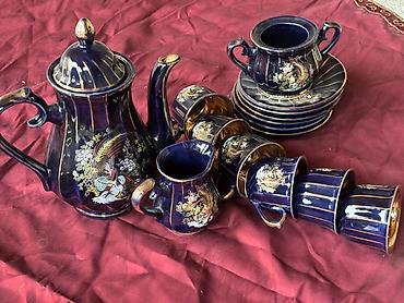 desler: Çay dəsti, rəng - Göy, Farfor, 6 nəfərlik — 1