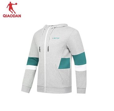 полузамок мужской: Мужская худи QIAODAN с молнией Оригинал!!! - Цвет: светло‑серый с