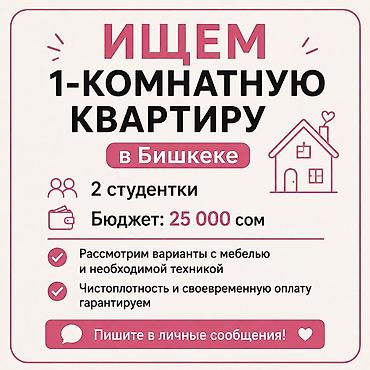 Ищем 1-комнатную квартиру в Бишкеке. Рассматривается аренда для двух