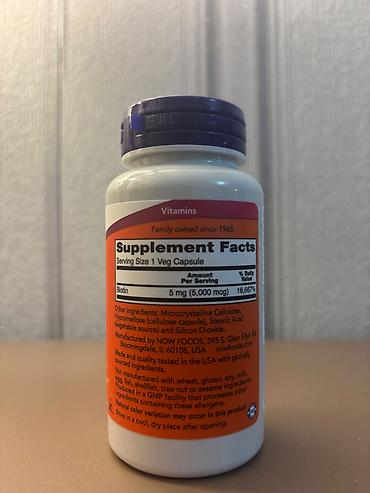 biotin: NOW Foods Biotin – 5,000 mcg, 60 vegeterian kapsul Məhsul təsviri: - — 2