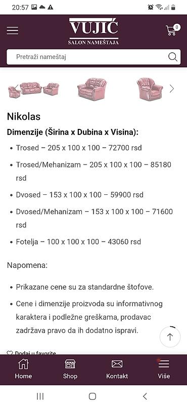 mini sofe: Garnitura “Nikolas” – trosed i fotelja, tamno braon, klasičnog dizajna — 4