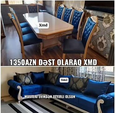 Mebel dəsti – stol, stul və künc divan - Yemək otağı üçün klassik