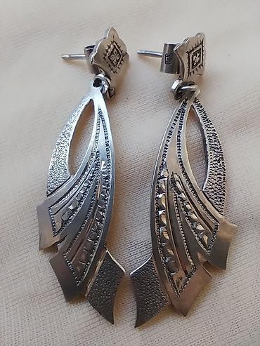 Серебряные серьги СССР 875 пробы крупные в родном советском футляре at lalafo.kg Серебряные серьги СССР 875 пробы крупные в родном советском футляре