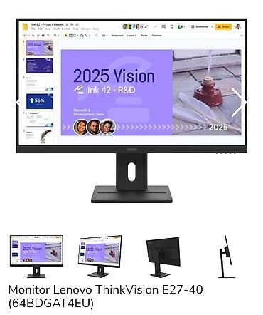 игровой монитор: Lenovo ThinkVision E27-40 (64BDGAT4EU) monitor - Ekran: 27" 2.5K IPS — 2