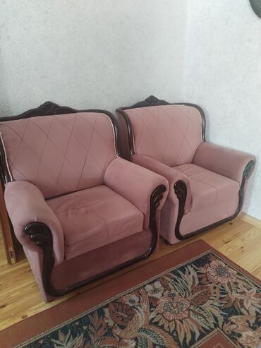 Б/у, Диван, 2 кресла, Диван, Без подьемного механизма, Раскладной