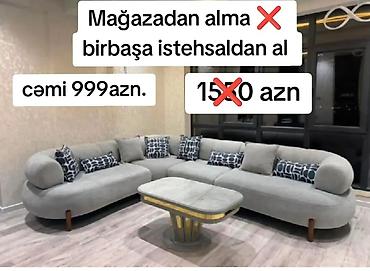 Divan və masa dəstləri: Yeni, Künc divan, Qonaq otağı üçün, Açılmayan — 1