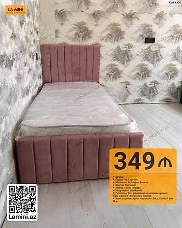 Ev və bağ: Məhsul: Tək nəfərlik çarpayı (Kod: 4300) - Ölçü: 90 x 200 sm - — 1