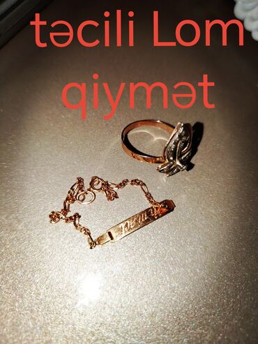 qızıl uzuklər və qiymətləri: Dəstə daxildir: Üzük, Bilərzik, Swarovski, Sarı qızıl, 585 Əyar, 435 g