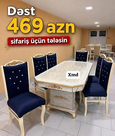 Masa və oturacaq dəstləri: Yemək otağı üçün dəstlər 1) Klassik dizaynlı masa + 6 stul - Krem — 18