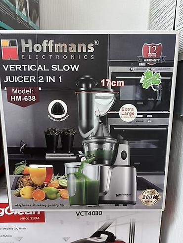 холодный пресс: Вертикальная шнековая соковыжималка Hoffmans Electronics 2‑в‑1, модель — 1