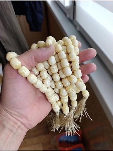 bijuteriya instagram: Təsbeh dəsti – iri ölçülü krem rəngli muncuqlarla - Material: Təbii — 1