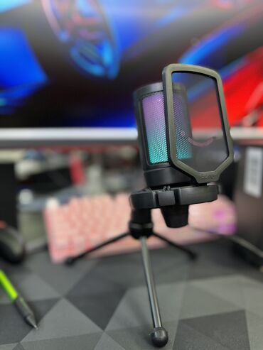 Студийные микрофоны: Конденсаторный микрофон fifine ampligame A6V RGB подсветка Сенсорные — 5