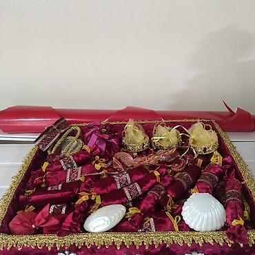 daraq dekor: Xınayaxdı (Henna Party) üçün dəst – bənövşəyi/şam işi tünd qırmızı — 2