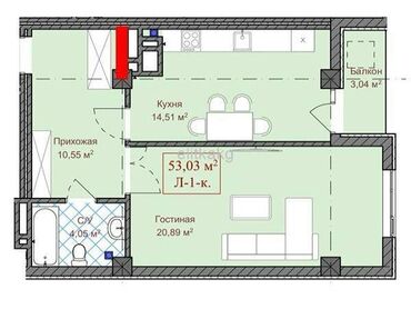снять квартиру без риэлтора: 1 комната, 53 м², Элитка, 11 этаж, ПСО (под самоотделку)