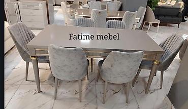 kuxna stol: Yemək otağı üçün masa-stul dəstləri - 6 nəfərlik komplekt: düzbucaqlı — 1