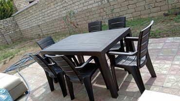 işlenmiş stol stullar: Yeni, Dördbucaq masa, 6 stul, Açılan, Stullar ilə, Plastik, Türkiyə