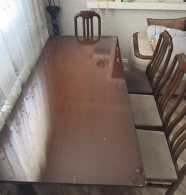 madeyra mebel stol stul: Qonaq otağı üçün, İşlənmiş, Açılmayan, Dördbucaq masa, 6 stul — 4