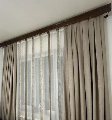 perde dekorları: Ağacdan dekorativ pərdə karnizi-3 ədədi 40 manata - Material: tünd — 4