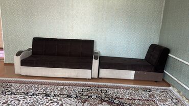 мебель угловой диван: Диван-кровать, цвет - Коричневый, Б/у