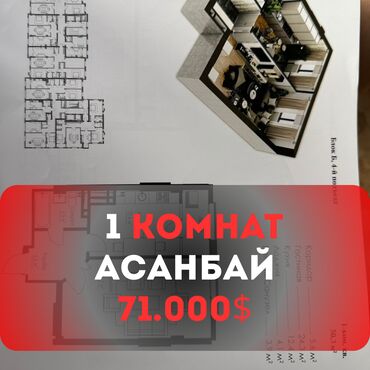 Продажа квартир: 1 комната, 50 м², Элитка, 4 этаж, ПСО (под самоотделку)