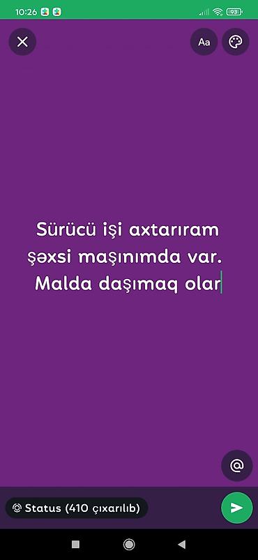yuk boşaltma işi: Şəxsi sürücü, 29 yaş, stajı 5 il, Şəxsi nəqliyyat vasitəsi ilə — 1