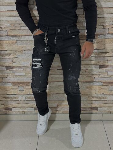 Farmerke: Muške uske farmerke – crne/ugljen s efektom ispranog denima i — 3