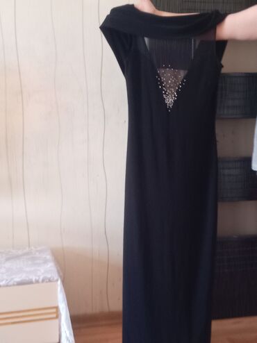 Ziyafət donları: Qara rəngli uzun ziyafət/libas - Model: düz kəsimli, maxi uzunluq - — 4