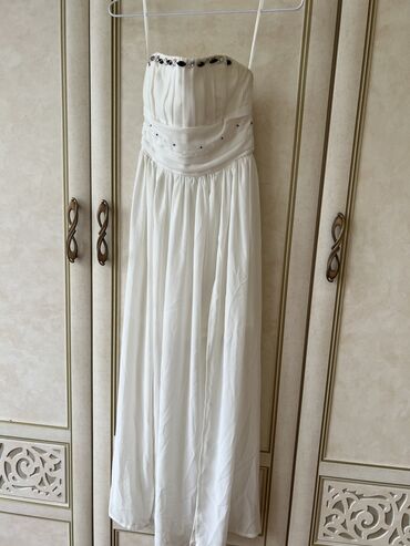 белый платье: Кече көйнөгү, Узун модель, Жеңдери жок, XS (EU 34), 2XS (EU 32)