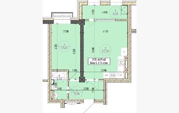 munara stroy: 1 комната, 49 м², Элитка, 9 этаж, ПСО (под самоотделку)