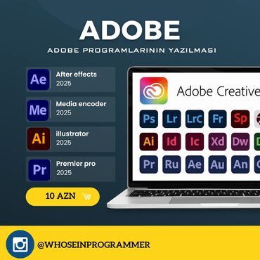 Noutbuklar, kompüterlər: Adobe programlarinin yazilmasi xidmeti 100% zemanetle yaziriq