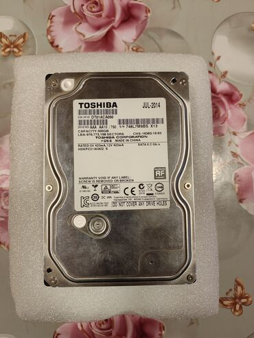 hdd 1 tb qiymeti: Daxili Sərt disk (HDD) Toshiba, 512 GB, 7200 RPM, 3.5", İşlənmiş