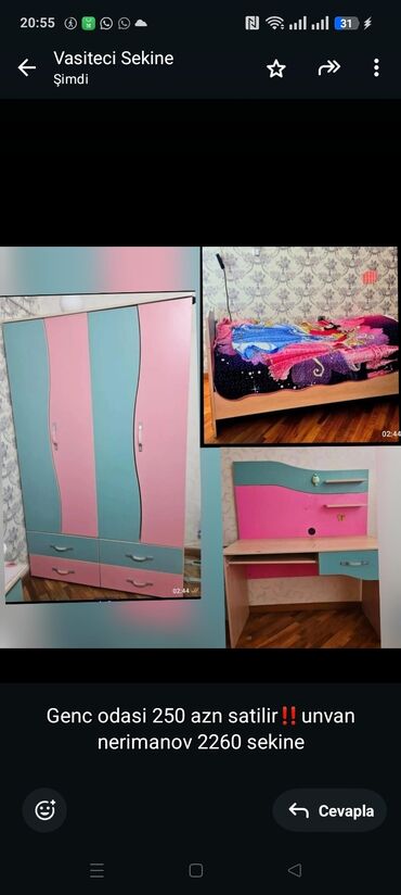 10 yaş ucun tortlar qiz ucun: Genc odasi 250 azn satilir‼️unvan nerimanov 2260 sekine