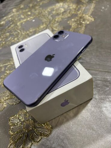 Apple iPhone: IPhone 11, 128 GB, Deep Purple, Simsiz şarj, Face ID, Sənədlərlə