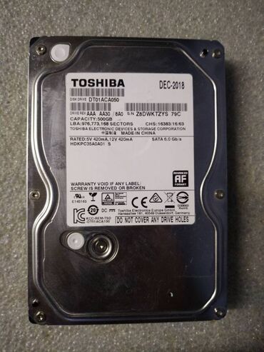 жесткий диск на компьютер: Накопитель, Б/у, Toshiba, HDD, 512 ГБ, 3.5", Для ПК