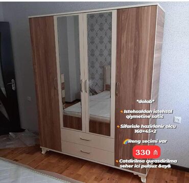 Masa və oturacaq dəstləri: Yeni, 4 qapılı Düz dolab, Qarderob, paltar dolabı