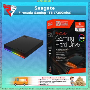 hard disk ssd: Xarici Sərt disk (HDD) Seagate, 1 TB, 7200 RPM, 2.5", Yeni